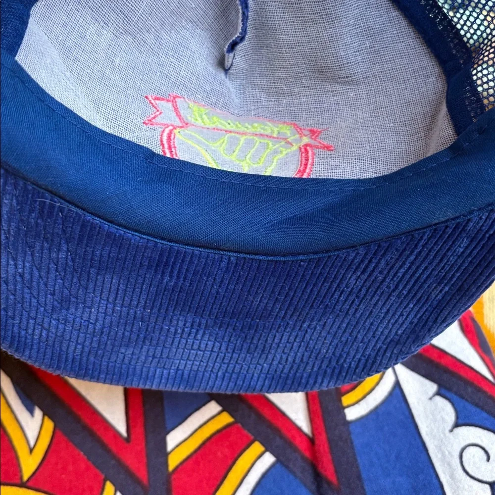 Vintage Hawaiian Headwear Hawaii Hang Loose Blue Corduroy Trucker Hat